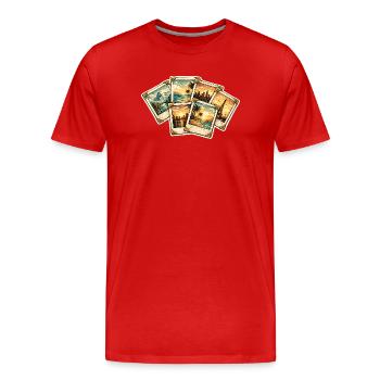 Cartes postales vintage Coucher de soleil tropiques - T-shirt bio Premium Homme - rouge - Devant - Damien (186cm)