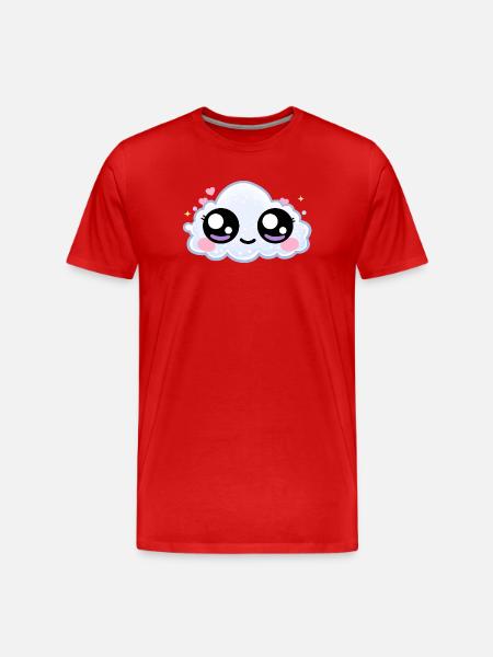 Cloud Eyes Kawaii – Soft Dreamy Eyes - Men's Premium Organic T-Shirt - red