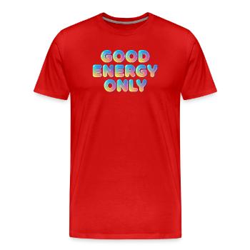 Only Good Energy – Faute de frappe 3D colorée - T-shirt bio Premium Homme - rouge - Devant - Damien (186cm)