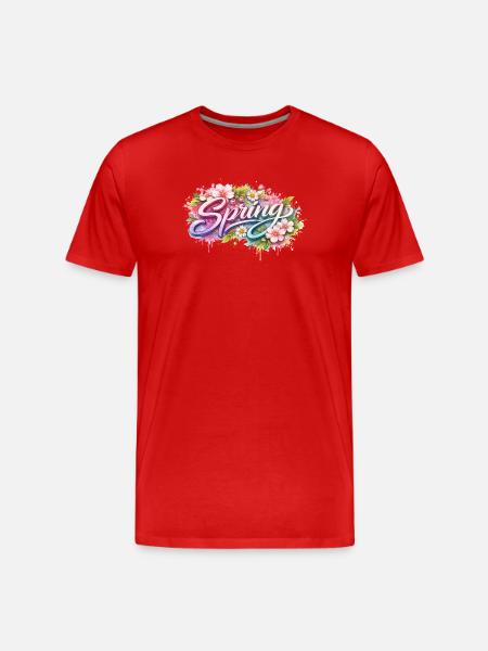 Spring lettering with flowers Description - Men's Premium Organic T-Shirt - red