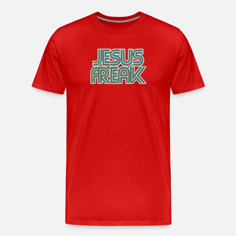 Graphique rétro de Jésus Freak - T-shirt bio Premium Homme - rouge