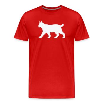 Luchs Silhouette Weiß - Männer Premium Bio T-Shirt - Rot - Vorne - Damien (186cm)