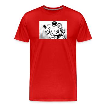 Plus d’amour numérique - T-shirt bio Premium Homme - rouge - Devant - Damien (186cm)