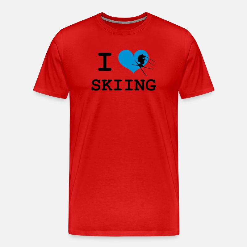 I Love Skiing - Männer Premium Bio T-Shirt - Rot