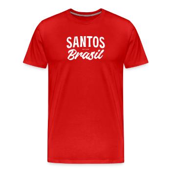 Santos Brasil Lettering - Men's Premium Organic T-Shirt - red - Front - Damien (186cm)