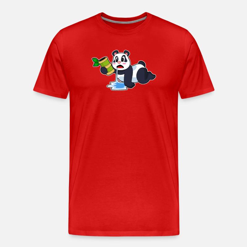 Panda Bambus - Männer Premium Bio T-Shirt - Rot
