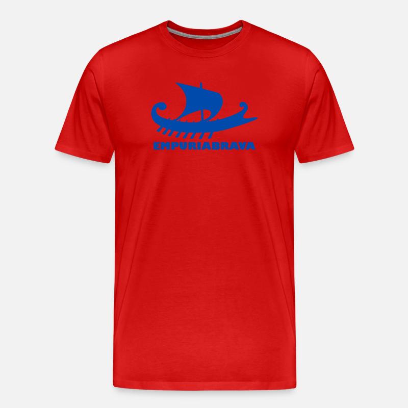 Schiff Empuriabrava Schrift blau - Männer Premium Bio T-Shirt - Rot