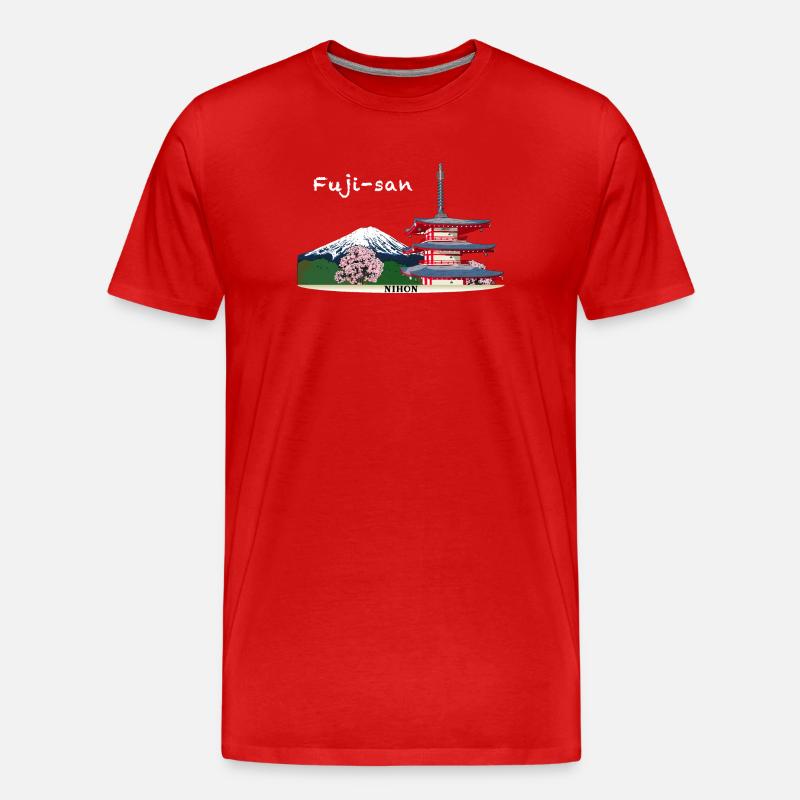 Berg Fuji, Japan, Pagode - Männer Premium Bio T-Shirt - Rot
