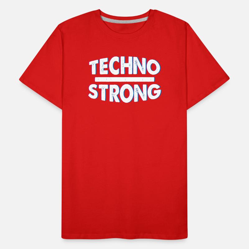 Techno Strong Neon Glitch Männer Premium Bio T-Shirt