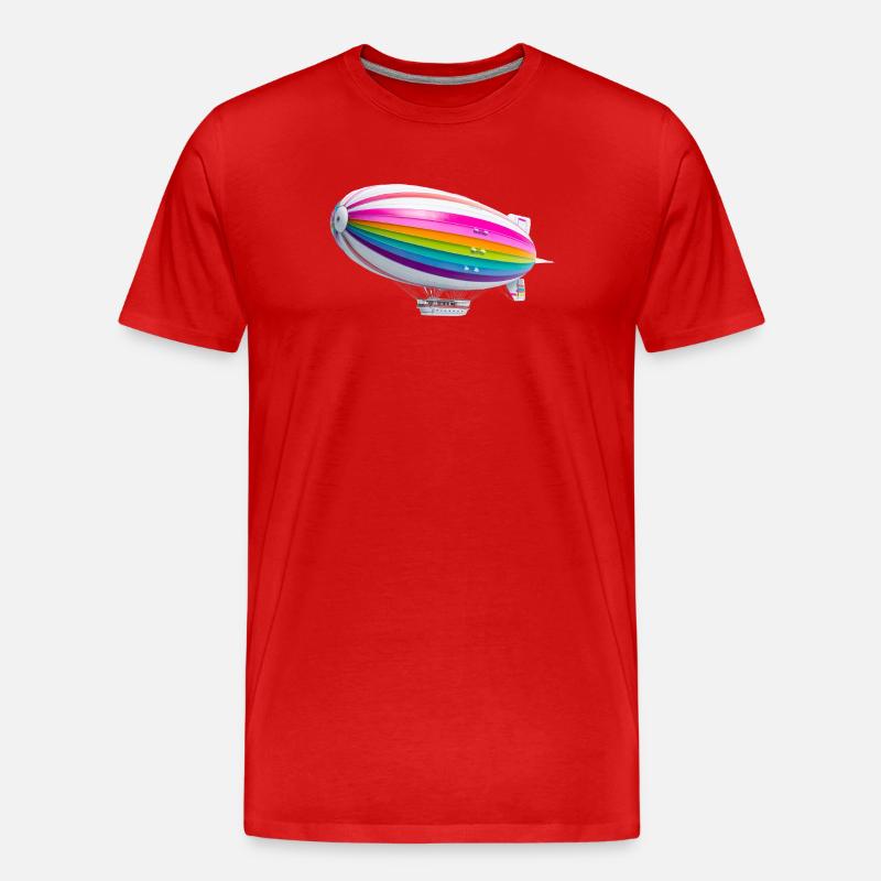 Regenbogen Zeppelin Druck - Männer Premium Bio T-Shirt - Rot