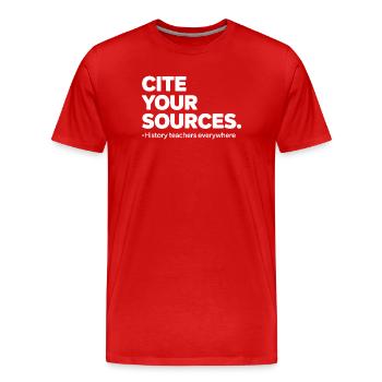 History Teacher Cite Your Sources - Men's Premium Organic T-Shirt - red - Front - Damien (186cm)