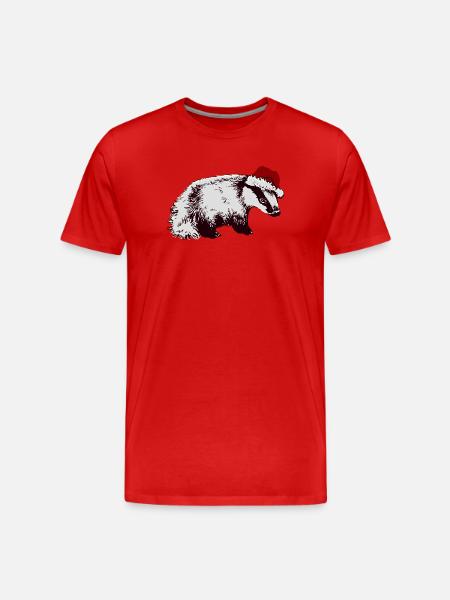 CHRISTMAS BADGER - Men's Premium Organic T-Shirt - red