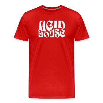 Typografisches Logo von Acid House - Männer Premium Bio T-Shirt - Rot - Vorne - Damien (186cm)