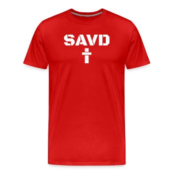 Erlöstes Kreuz Bibel Christlicher Glaube Jesus Erl - Männer Premium Bio T-Shirt - Rot - Vorne - Damien (186cm)
