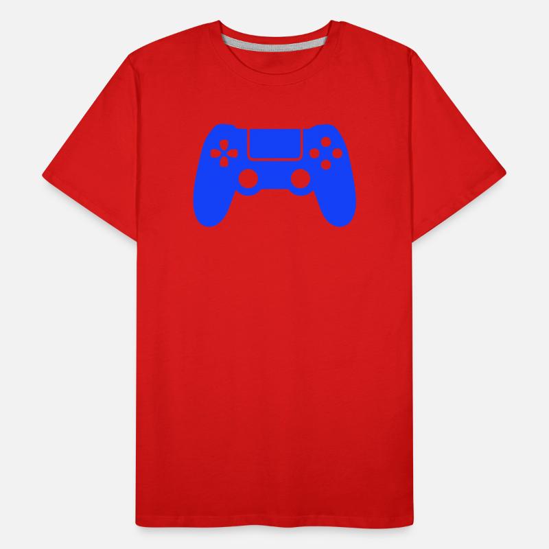 Blaues Gaming-Controller Silhouette Männer Premium Bio T-Shirt