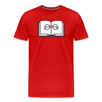 Open Book Glasses School - Men's Premium Organic T-Shirt - red - Front - Damien (186cm)