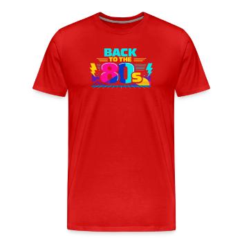 Back to the 80s Neon - Men's Premium Organic T-Shirt - red - Front - Damien (186cm)