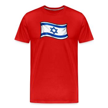 Israeli Flag Print Star of David - Men's Premium Organic T-Shirt - red - Front - Damien (186cm)
