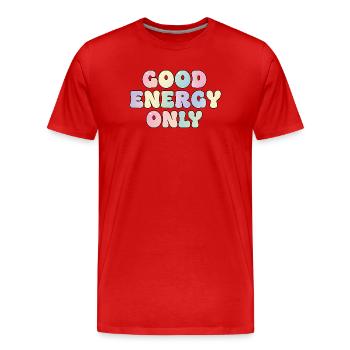 Good Energy Only Saying Positive Vibes Motif - Men's Premium Organic T-Shirt - red - Front - Damien (186cm)