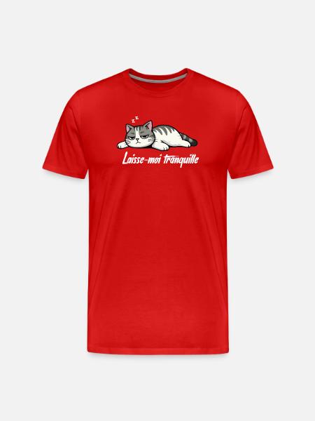 T-shirt Chat Laisse-moi tranquille drôle - T-shirt bio Premium Homme - rouge