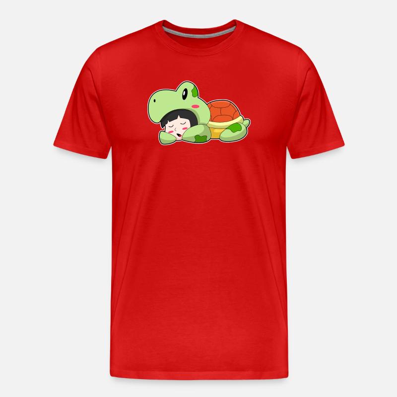 Schildkröte Schlafen - Männer Premium Bio T-Shirt - Rot