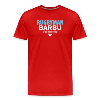 RUGBYMAN BARBU - Style de Rugby Authentique - T-shirt bio Premium Homme - rouge - Devant - Damien (186cm)