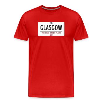 Glasgow Ortsnamensschild - Männer Premium Bio T-Shirt - Rot - Vorne - Damien (186cm)