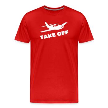 TAKE OFF - Männer Premium Bio T-Shirt - Rot - Vorne - Damien (186cm)