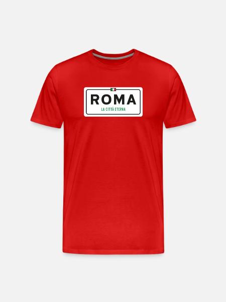 Rom Ortsschild - Männer Premium Bio T-Shirt - Rot