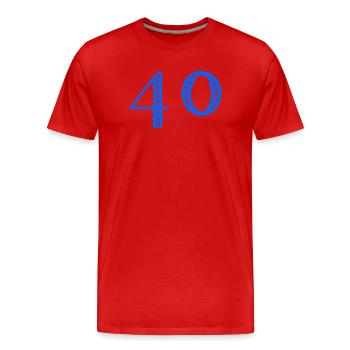 40. 40 ANS. 40e ANNIVERSAIRE. ANNIVERSAIRE 40 ANS. - T-shirt bio Premium Homme - rouge - Devant - Damien (186cm)