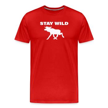STAY WILD - Men's Premium Organic T-Shirt - red - Front - Damien (186cm)