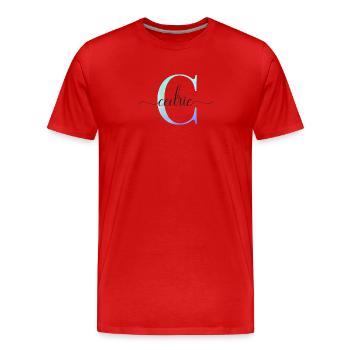 C| Monogramm | Name | Cedric| Watercolor - Männer Premium Bio T-Shirt - Rot - Vorne - Damien (186cm)
