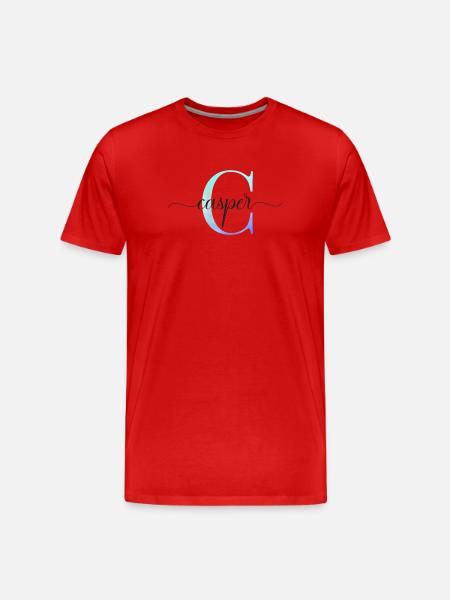 C| Monogramme | Nom | Casper | Aquarelle - T-shirt bio Premium Homme - rouge