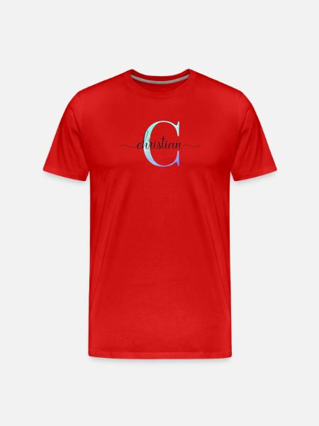 C| Monogramme | Nom | Chrétien| Aquarelle - T-shirt bio Premium Homme - rouge