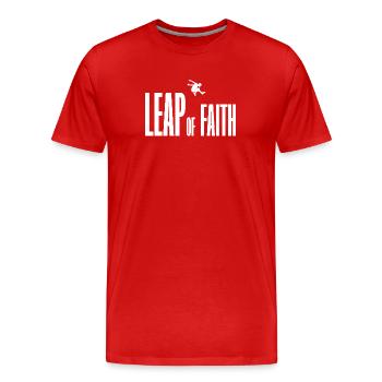 Chemise Leap of Faith blanc - T-shirt bio Premium Homme - rouge - Devant - Damien (186cm)