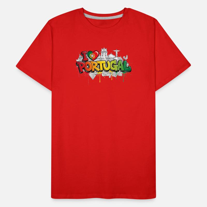 Drapeau portugais Monuments Graffiti Art T-shirt bio Premium Homme