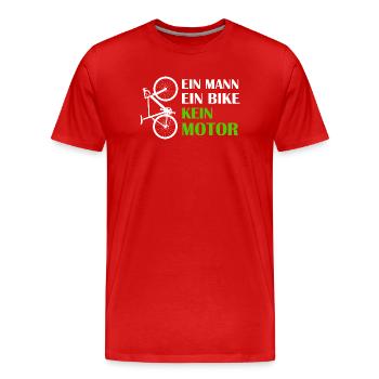 ONE MAN ONE BIKE NO MOTOR Anti E-Bike Road Bike - Men's Premium Organic T-Shirt - red - Front - Damien (186cm)