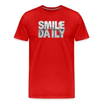 Sourire au quotidien – Lettres monumentales du calendrier - T-shirt bio Premium Homme - rouge - Devant - Damien (186cm)