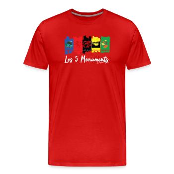 Les 5 Monuments du cyclisme - T-shirt bio Premium Homme - rouge - Devant - Damien (186cm)