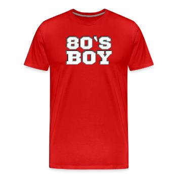 Années 80 - T-shirt bio Premium Homme - rouge - Devant - Damien (186cm)