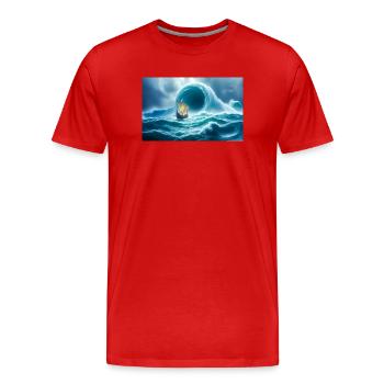 Odysseus Fleeing Charybdis The Living Maelstrom - Men's Premium Organic T-Shirt - red - Front - Damien (186cm)