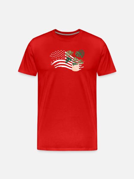 American Flag Plant Lover Plants - Men's Premium Organic T-Shirt - red