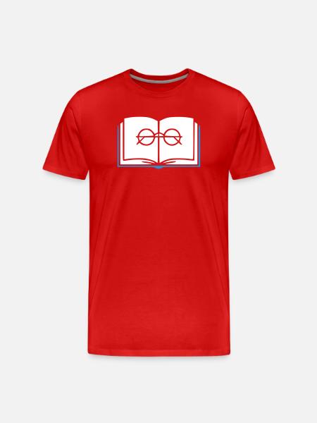 Book and Glasses Outline - Men's Premium Organic T-Shirt - red