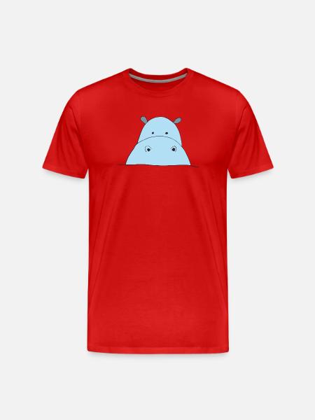 Blauer Hippo Blickfang - Männer Premium Bio T-Shirt - Rot