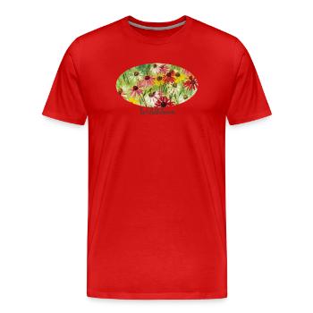 Wildbloom - Fragment coloré de prairie d’échinacée - T-shirt bio Premium Homme - rouge - Devant - Damien (186cm)