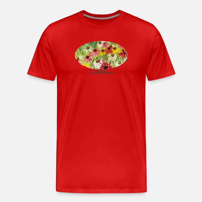 Wildblüte – Buntes Echinacea-Wiesenfragment - Männer Premium Bio T-Shirt - Rot