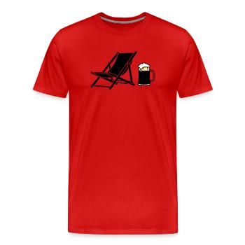 Liegestuhl Bierkrug Silhouette - Männer Premium Bio T-Shirt - Rot - Vorne - Damien (186cm)