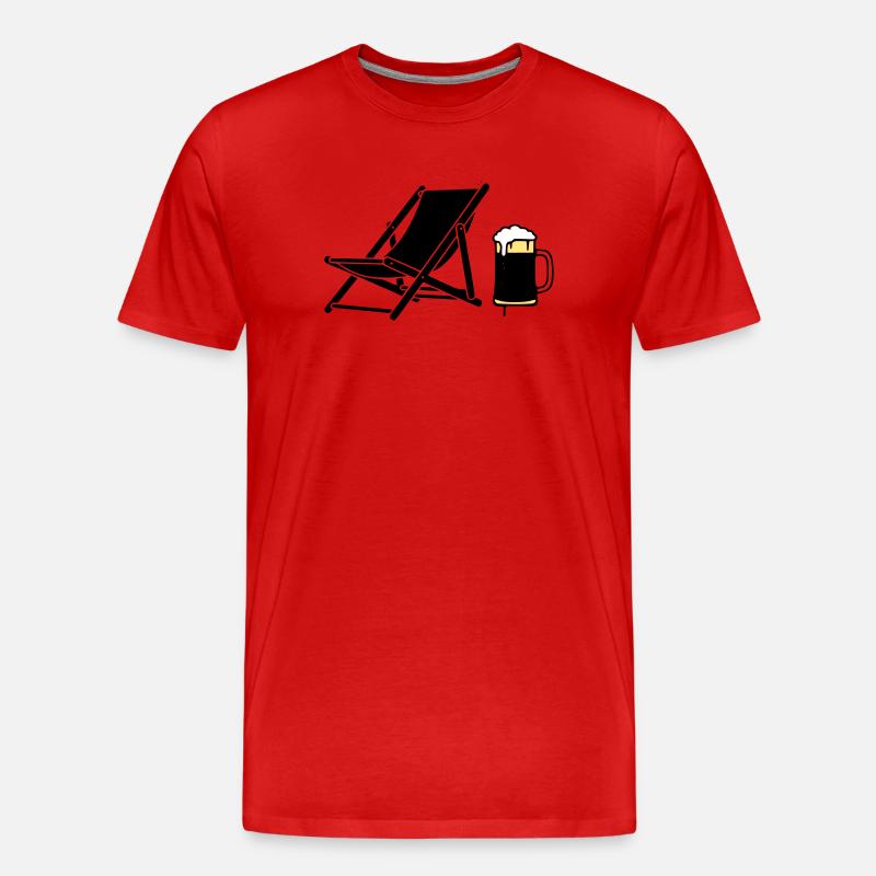 Liegestuhl Bierkrug Silhouette - Männer Premium Bio T-Shirt - Rot