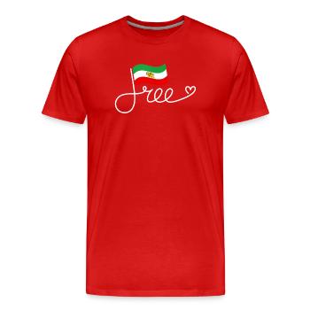 Free Iran Flag Lettering - Men's Premium Organic T-Shirt - red - Front - Damien (186cm)