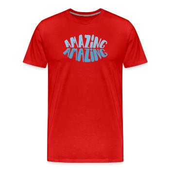 Lettre Bulle Bleue : Incroyable - T-shirt bio Premium Homme - rouge - Devant - Damien (186cm)